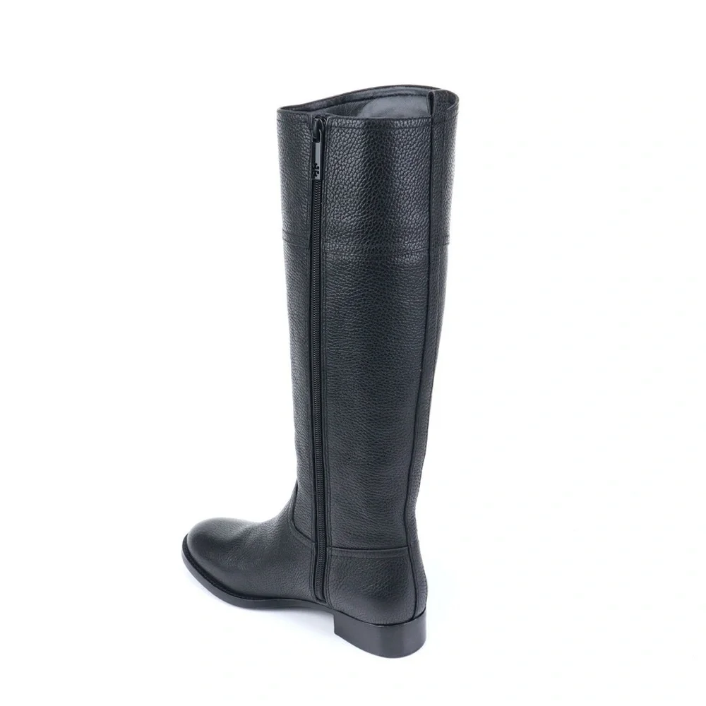 Tory Burch Kiernan logo Riding Leather Boots Black